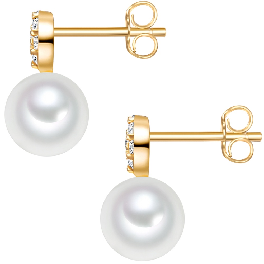 Valero Pearls Boucles doreilles Argent sterling Oxyde de zirconium (CZ) Perle de culture d'eau  Boucles d'oreilles