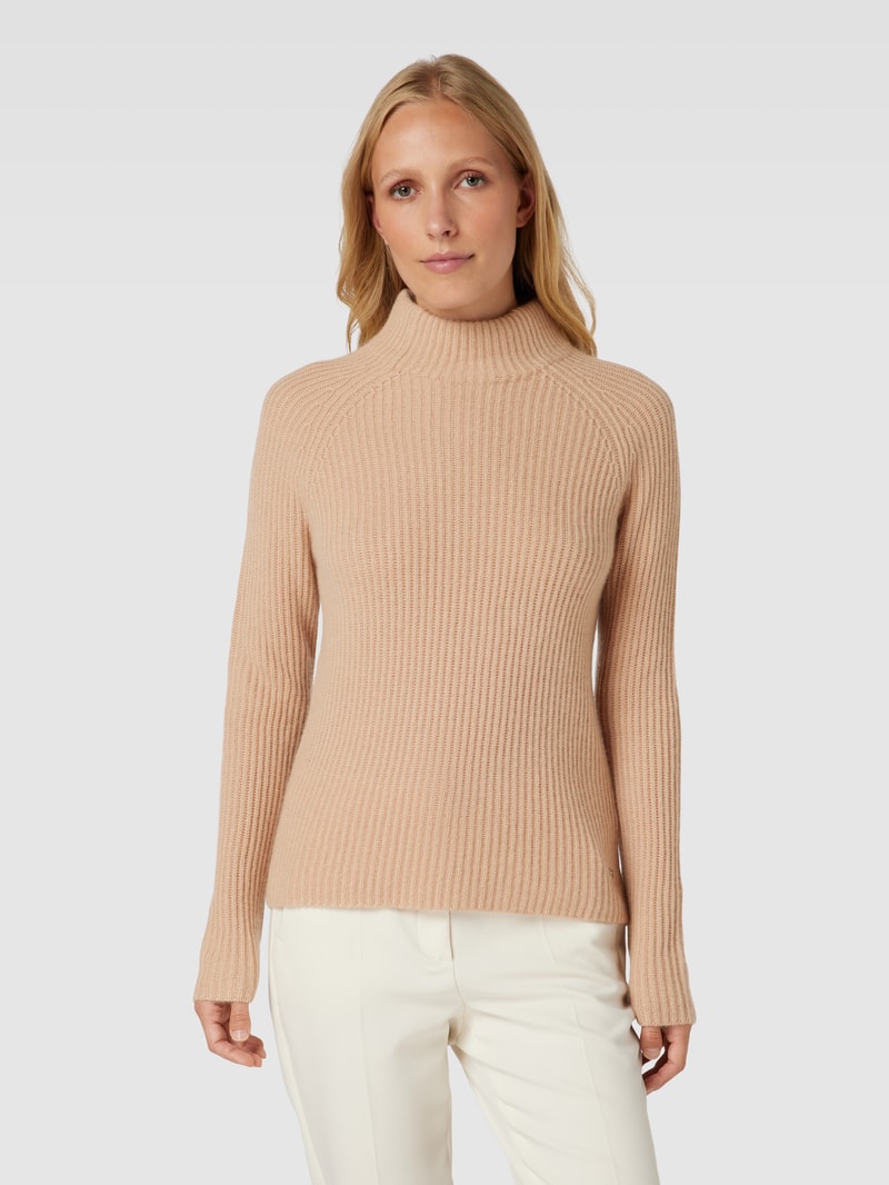 Rollkragenpullover aus Kaschmir mit Rippenstruktur in camel