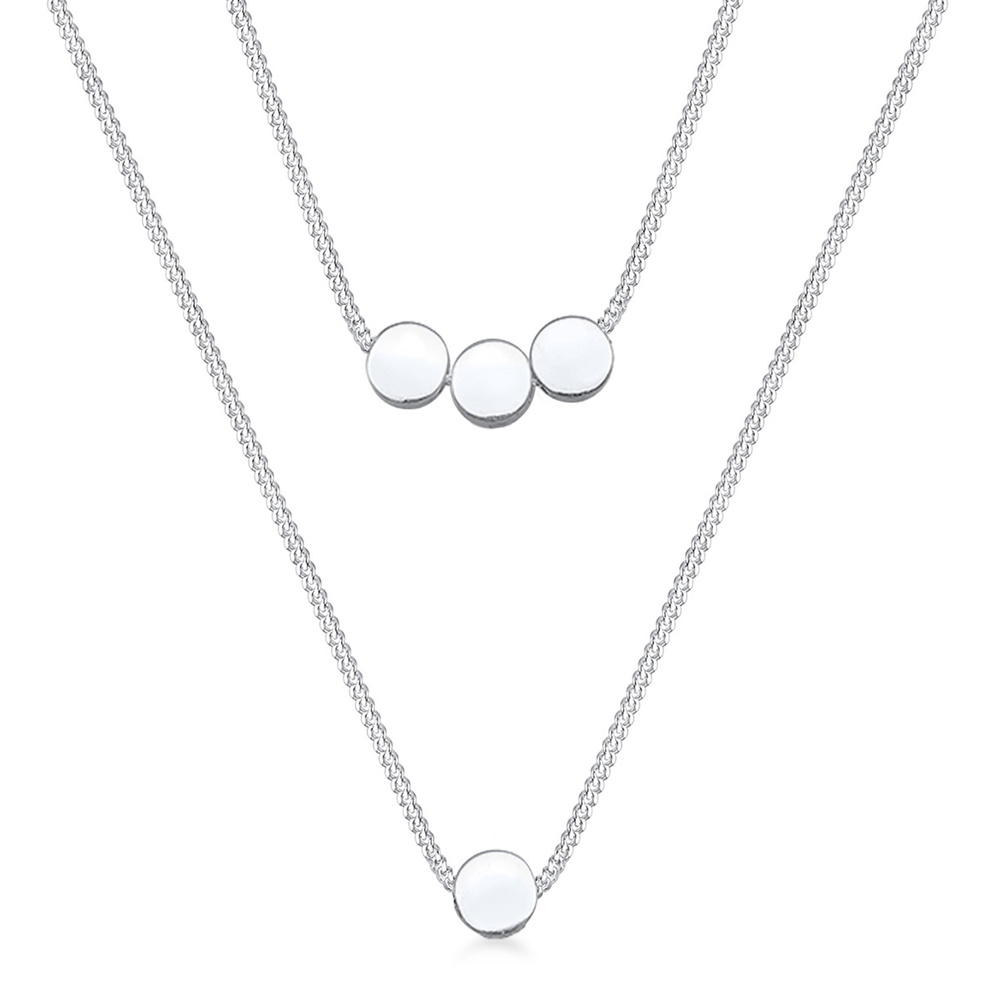 Elli Elli Collier Femme Paillettes Layer Look - (925/1000) Argent collier