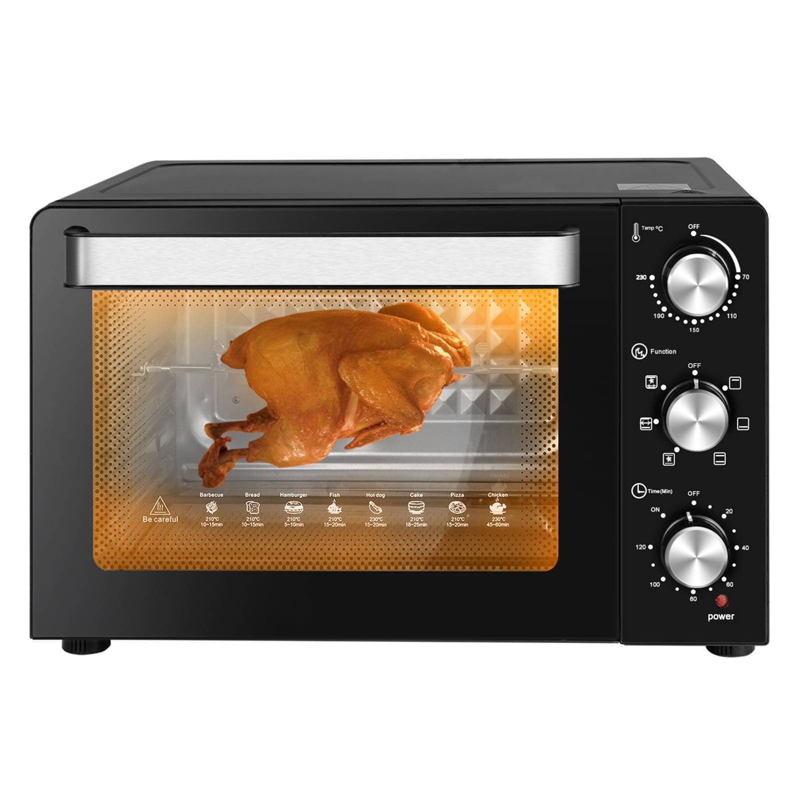 EUGAD Minibackofen, 30 L mit 3 Ebenen 6 Modi Umluft zweilagige Tür, 1500 W