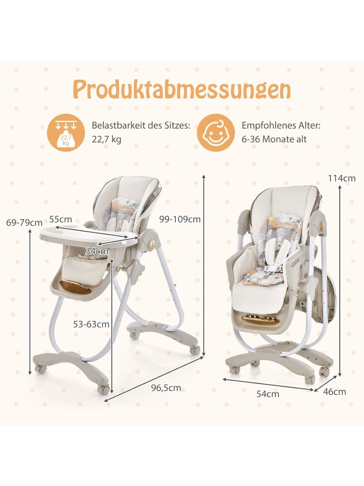 COSTWAY Hochstuhl für 6-36 Monate in Beige günstig kaufen onesize