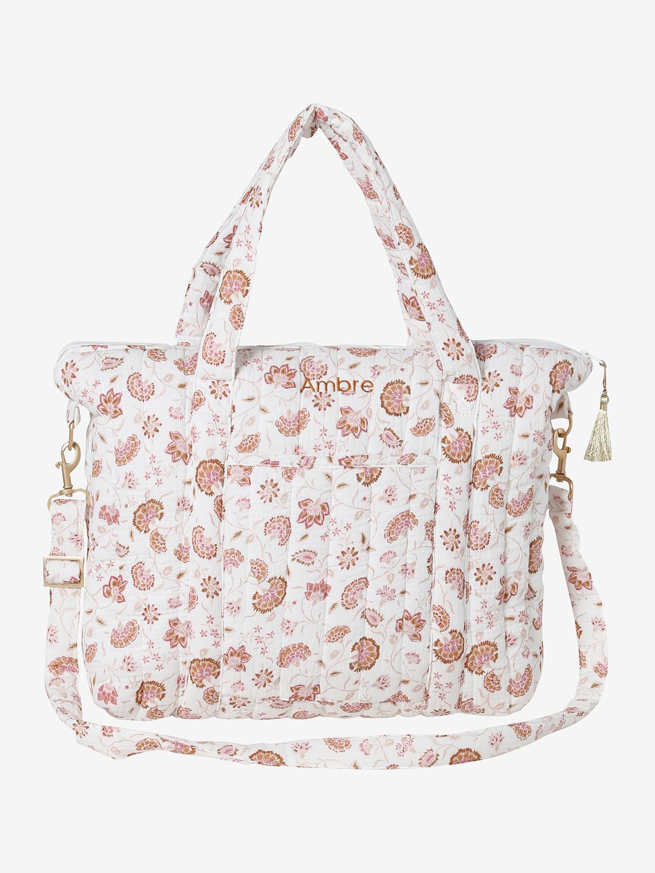 Vertbaudet Wickeltasche PLUME, personalisierbar - rosa/folklore blumen