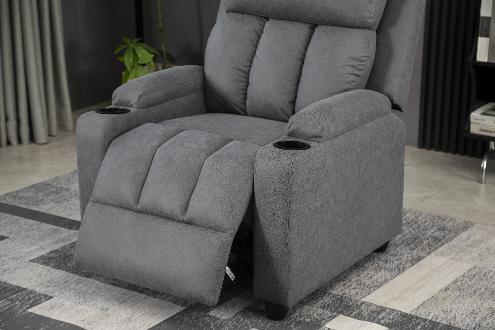 Happy Home gepolsterter Relaxsessel Sofasessel mit 2 Getränkehalter dunkelgrau