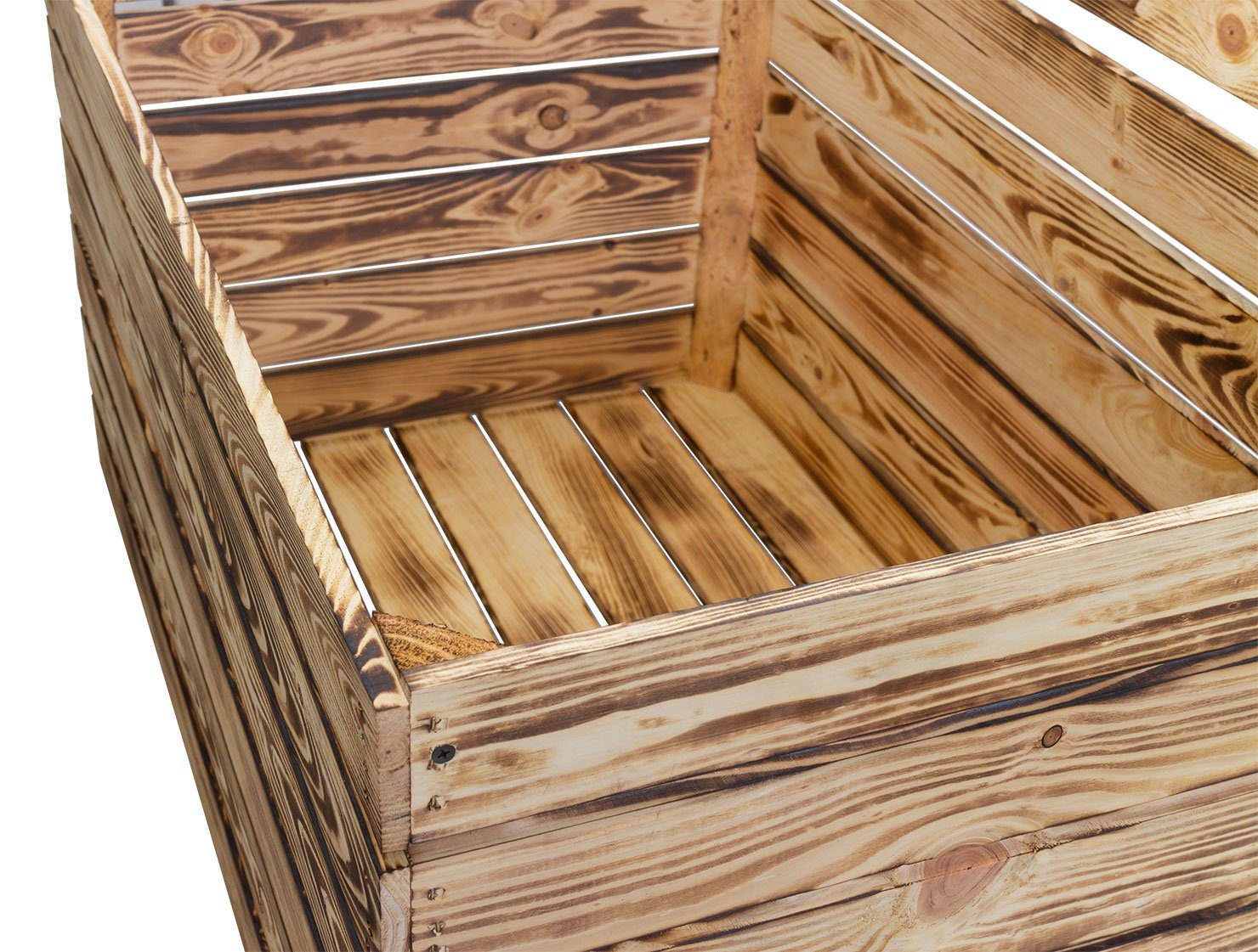 Kistenkolli Altes Land Allzweckkiste Grosse Holztruhe 80er geflammt mit Deckel 80x50x39cm