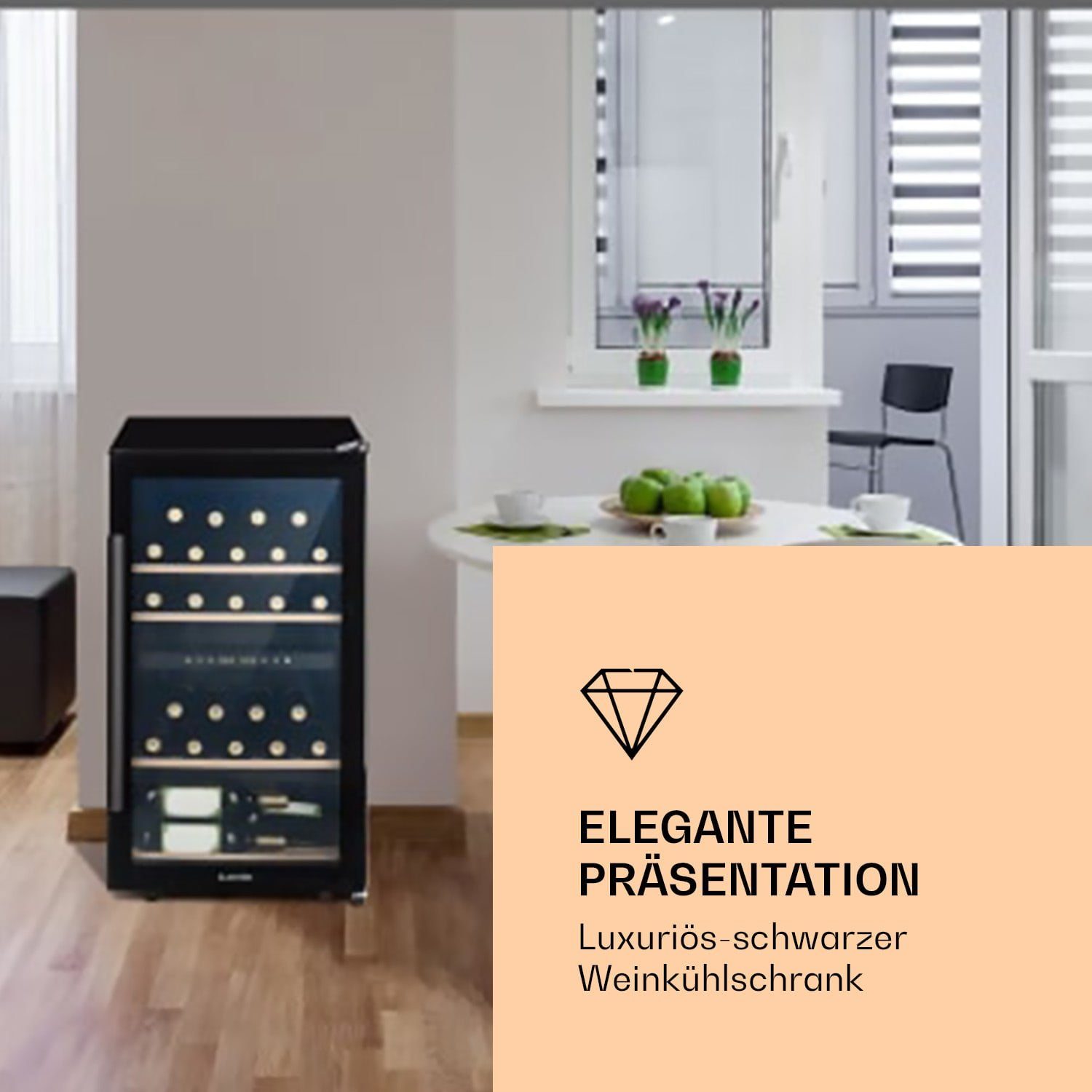 Klarstein Weinkühlschrank Barossa 34 Duo, für 34 Standardflaschen á 0,75l,2 Zonen Wein Flaschenkühlschrank Weintemperierschrank Weinschrank