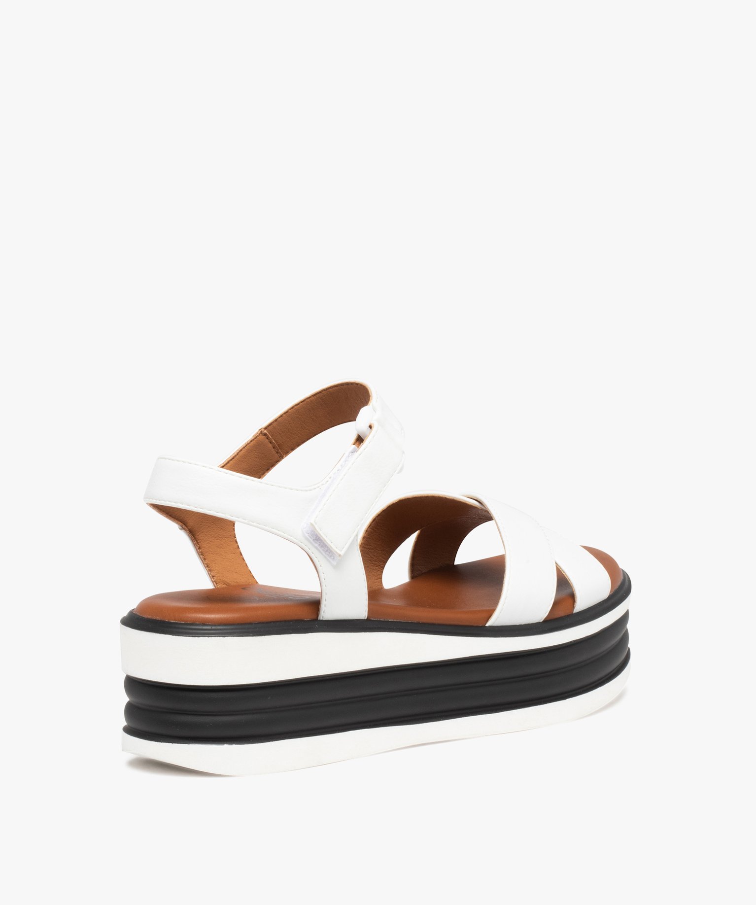 Sandales femme compensées à semelle bicolore blanc | GEMO