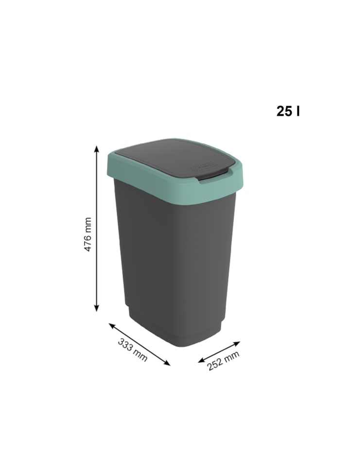 Rotho Twist Mülleimer mit Deckel 25l, Kunststoff (PP)  in Mistletoe grün günstig kaufen onesize