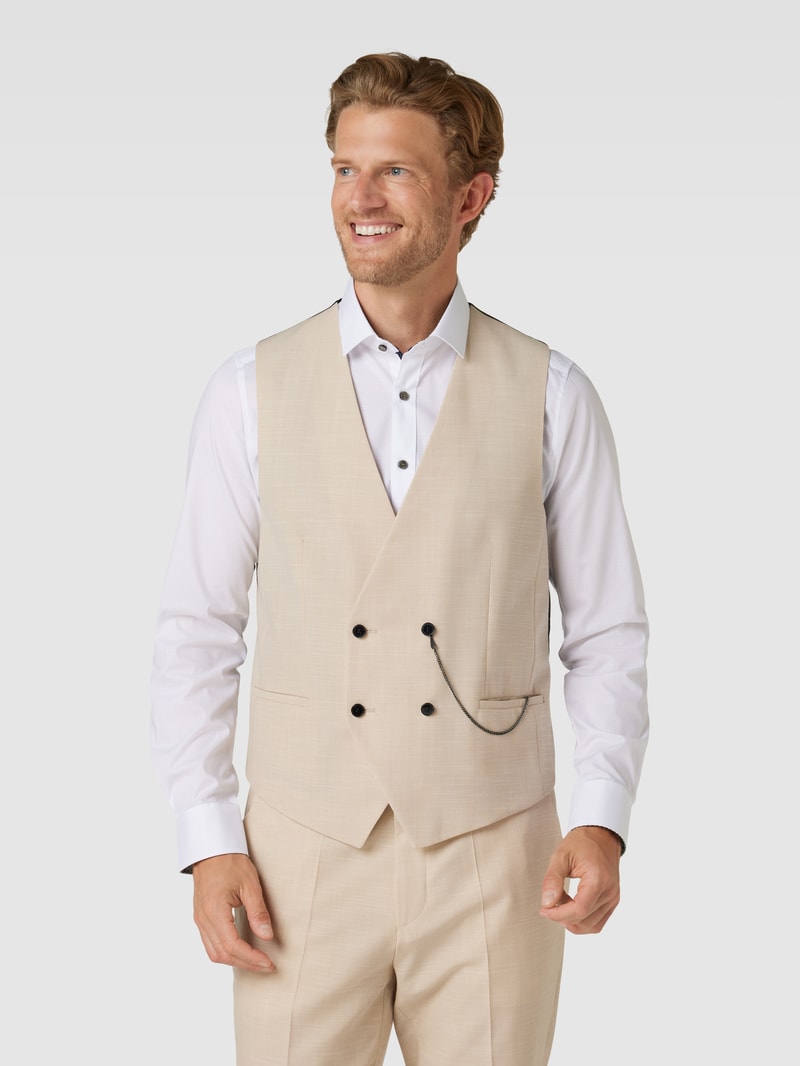 Anzugweste mit Zierkette in beige