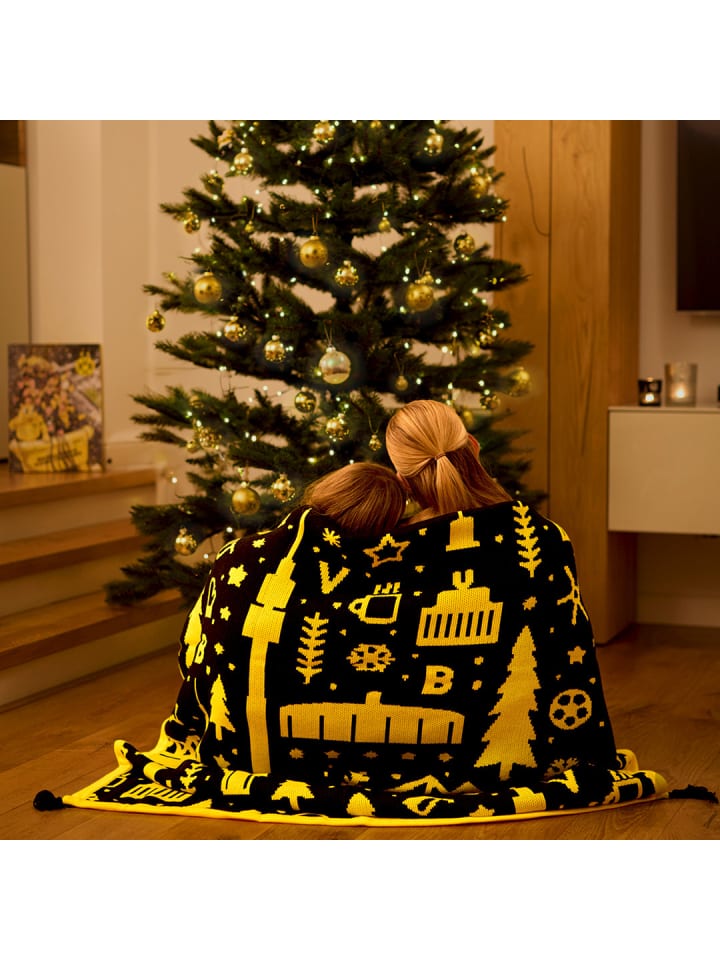 BVB BVB Strickdecke in schwarzgelb günstig kaufen 130 x 170 cm