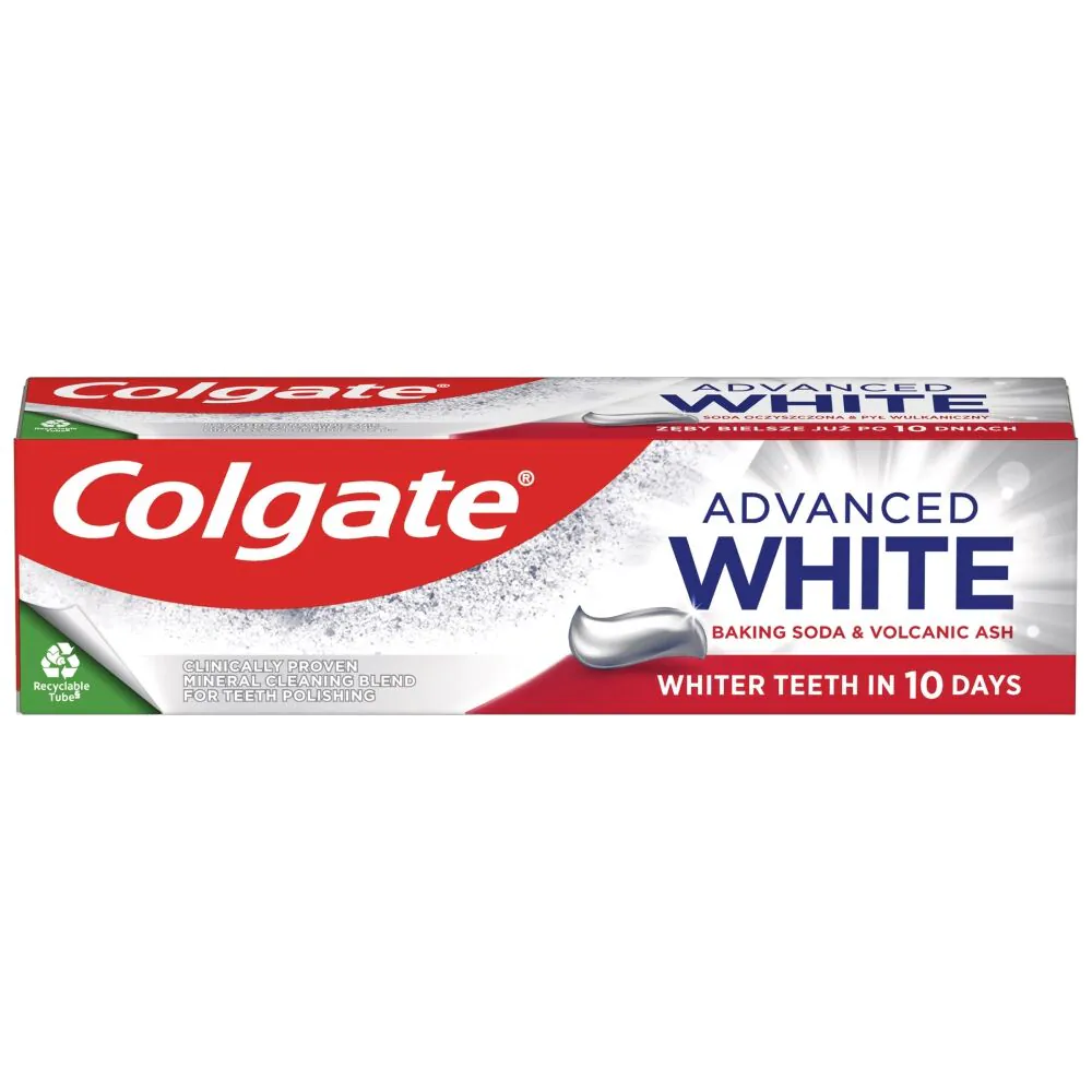 Colgate Advanced White Baking Soda & ζυμαρικά με ηφαιστειακή τέφρα για zębów