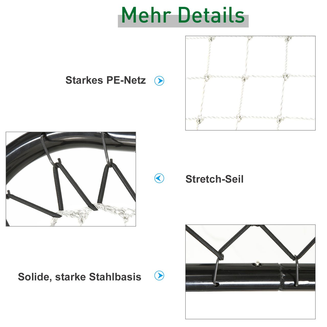 HOMCOM Baseball Rebounder Kickback Tor Rückprallwand Netz Rückprall Faltbar Metall PE Schwarz 78 x 84 x 65-78 cm