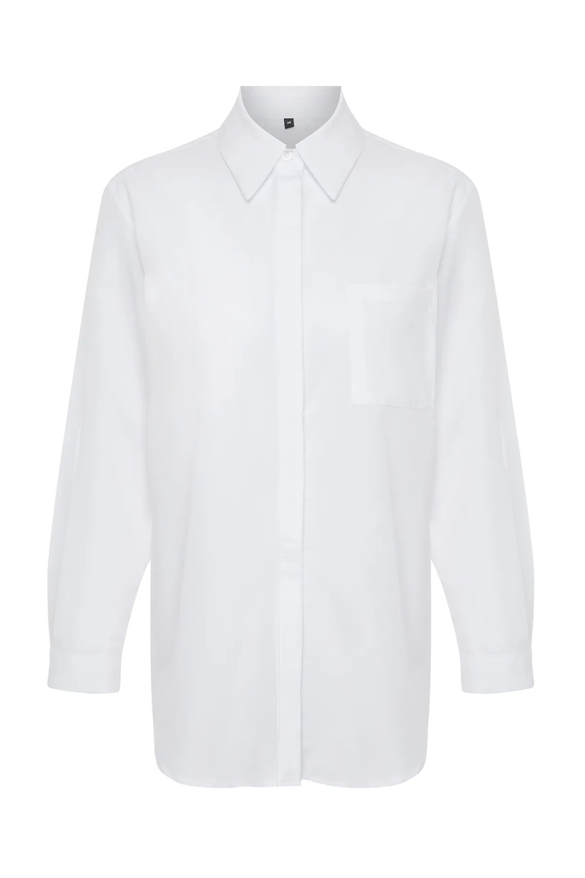 Trendyol Collection  Ecrufarbenes, gewebtes Oversize-Hemd – Taschen, weite Passform TWOSS24GO00129