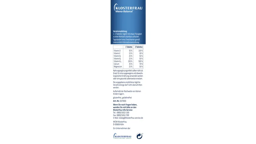 Klosterfrau Meno-Balance Tabletten 60 St