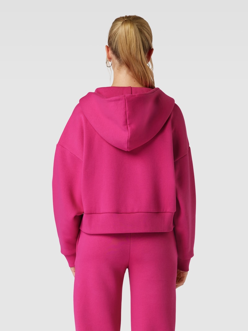 Sweatjacke mit Label-Print in fuchsia
