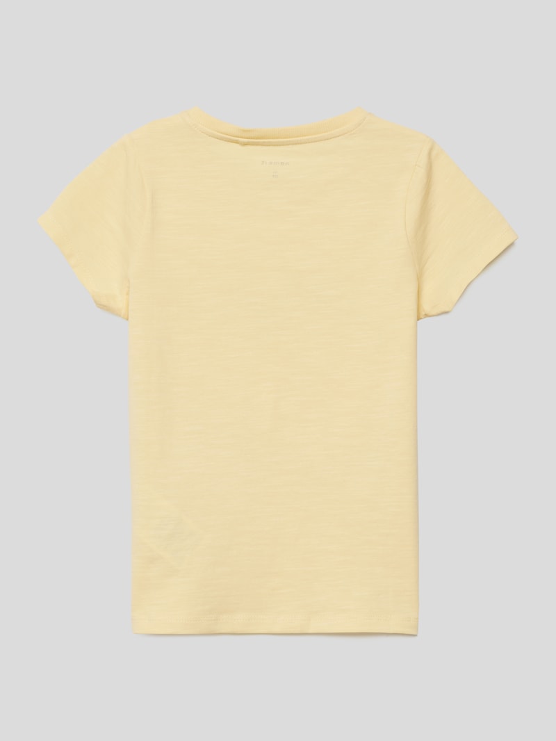 T-Shirt mit Motiv-Print in hellgelb