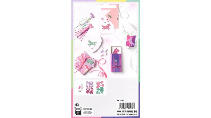 folia Moosgummi Glitter-Sticker UNICORN