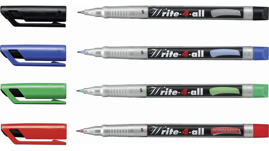 STABILO® Permanent-Marker - STABILO Write-4-all - superfein - 4er Pack - blau, rot, grün, schwarz sortiert