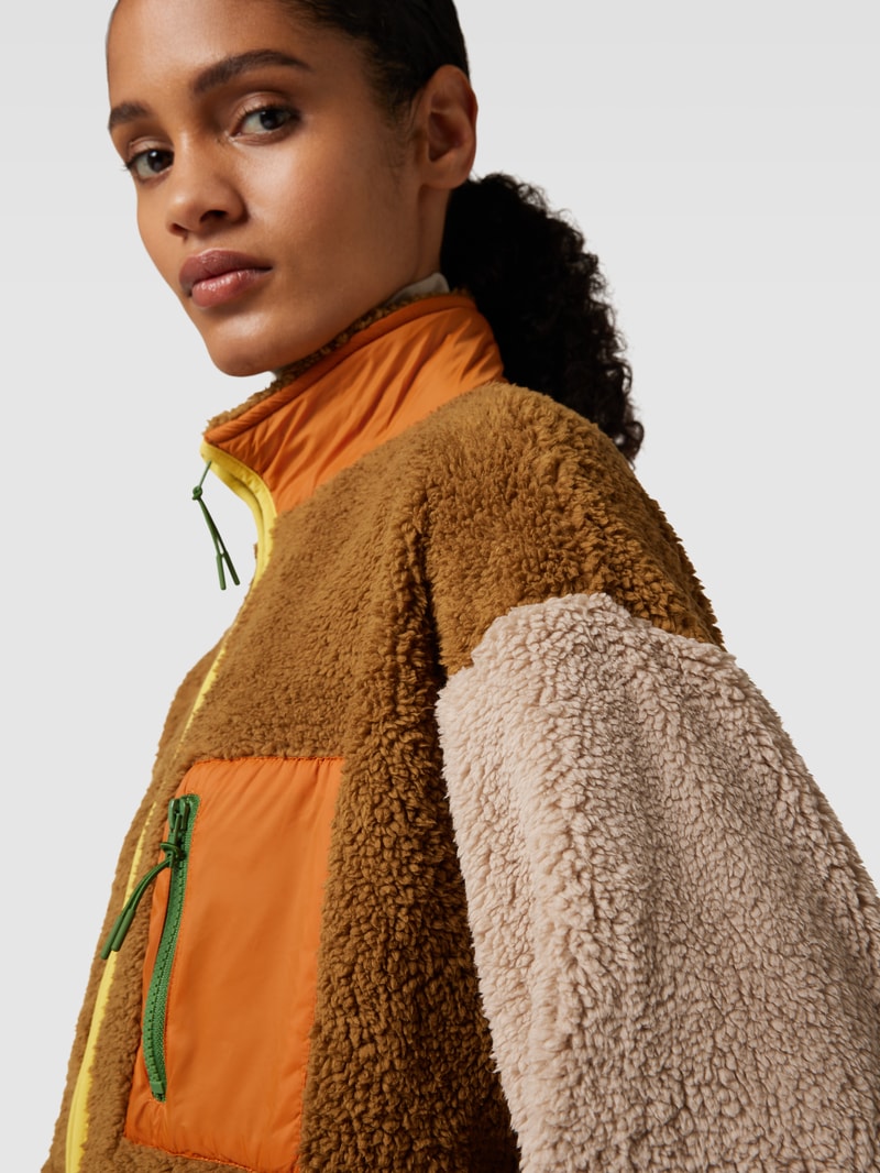 Sweatjacke mit Teddyfell in haselnuss braun