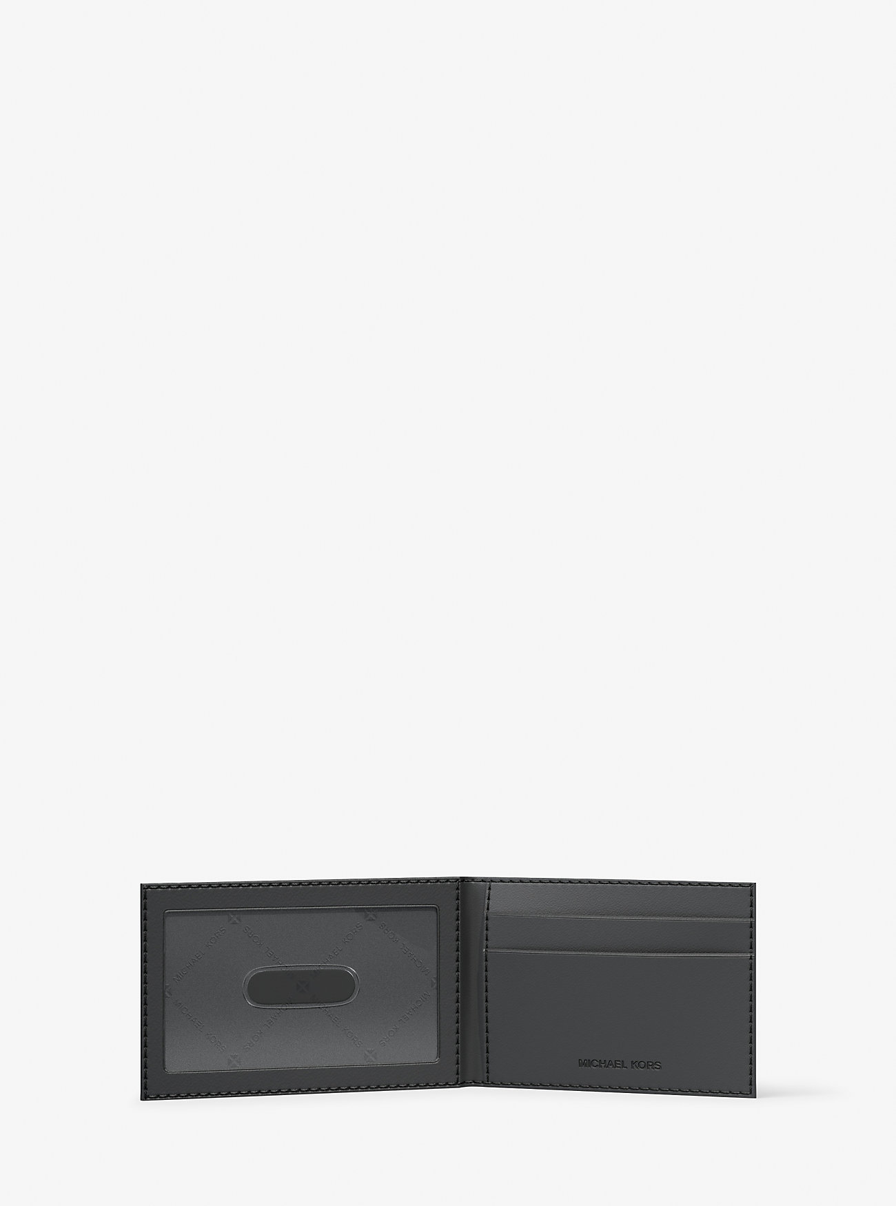 Hudson Metallic Signature Logo Billfold Wallet With Passcase - BLACK