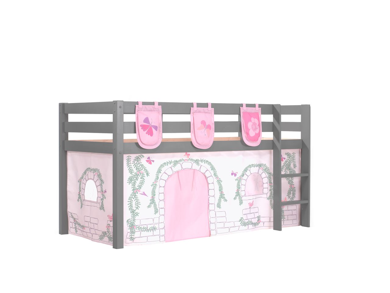VIPACK Spielbett Pino mit Textilset Vorhang und 3 Taschen 