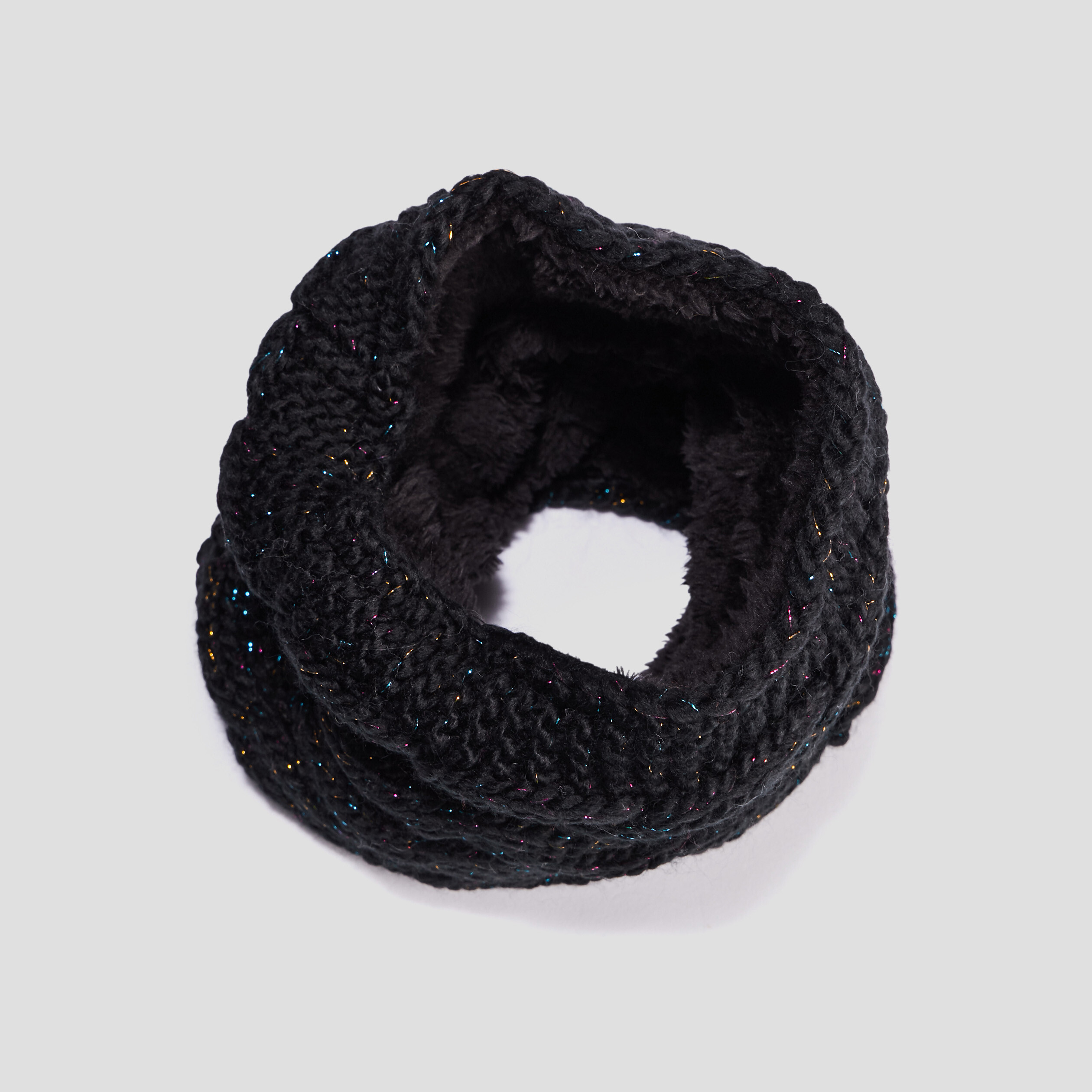 Snood fourré à torsades noir fille | La Halle