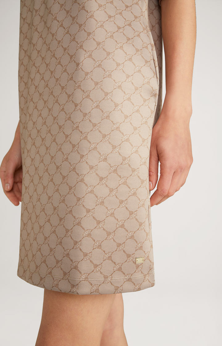 Sweat-Kleid in Beige gemustert