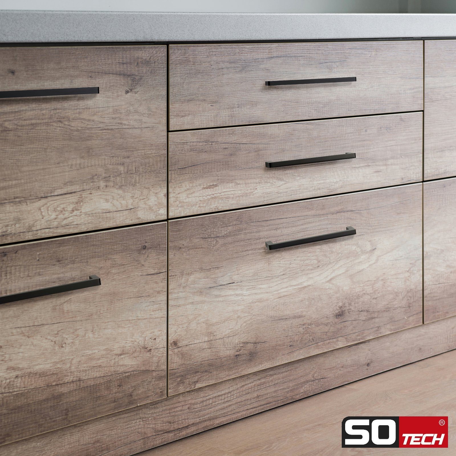 SO-TECH® Möbelgriff Bügelgriff BLACKLINE IX schwarz matt (1-St), Bohrlochabstand (BA) 128 mm