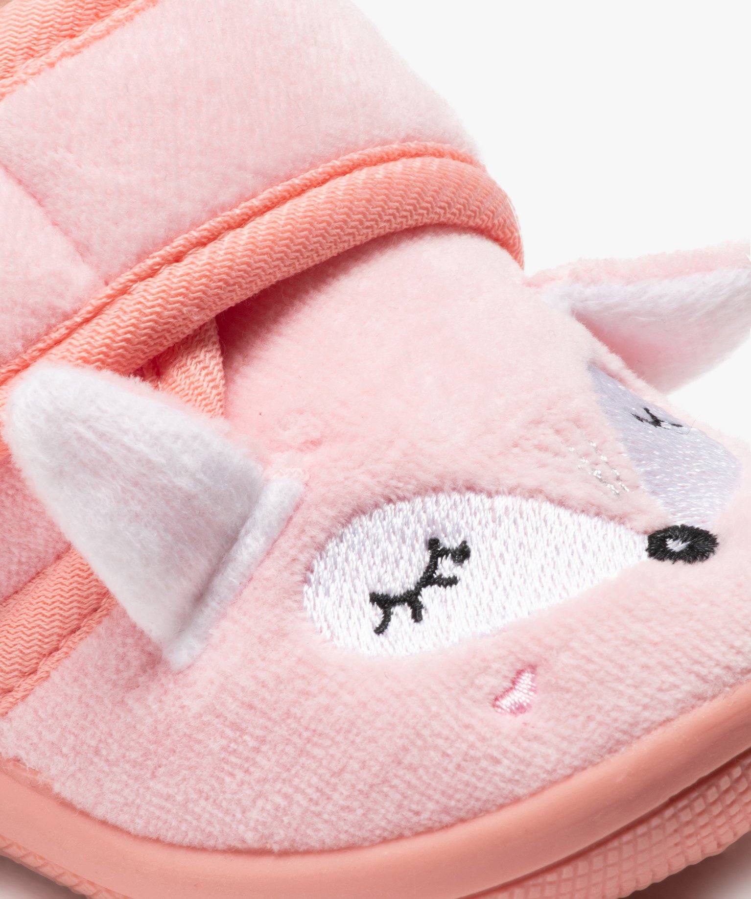 Chaussons bébé fille bottillon en velours motif renard rose | GEMO