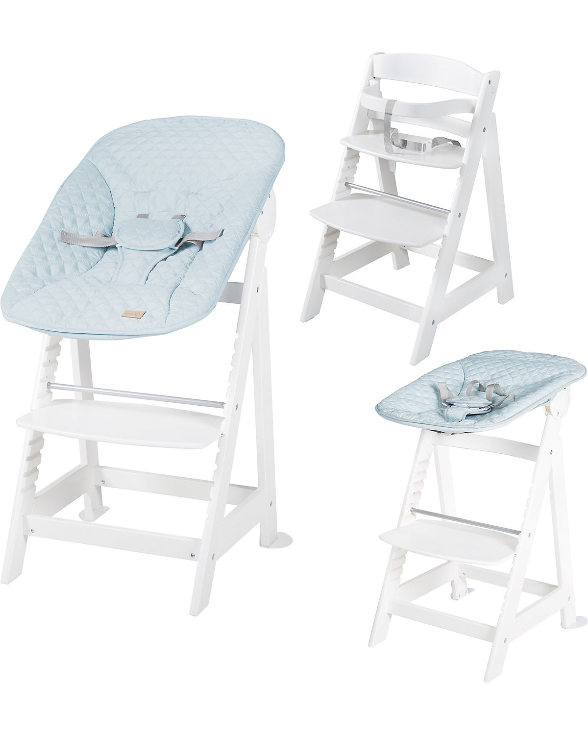 Treppenhochstuhl 'Born Up', Set 2in1, 'roba Style hellblau', mit Liegefunktion, ab Geburt