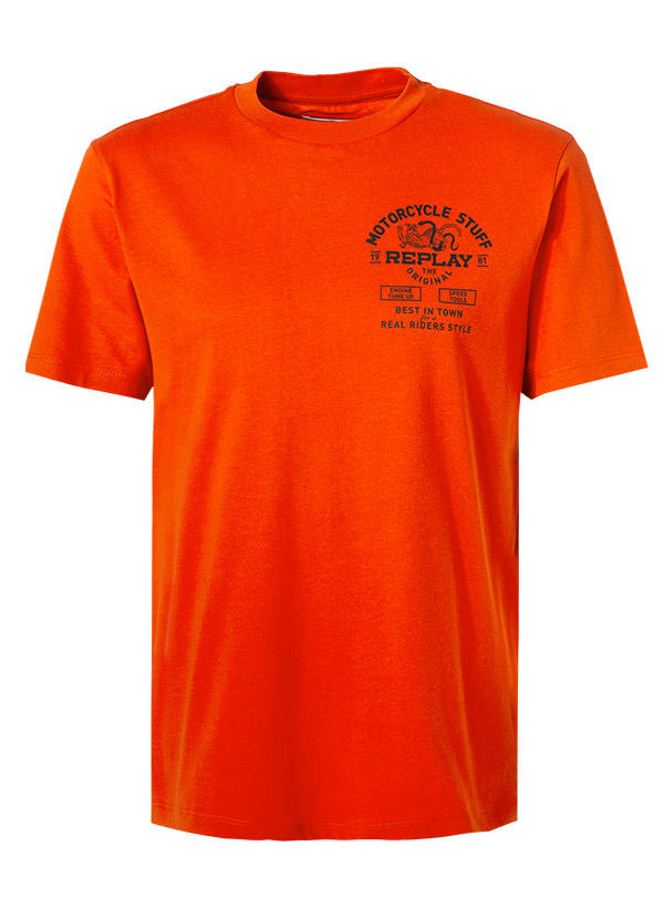 Replay, T-Shirt, Baumwolle, orange