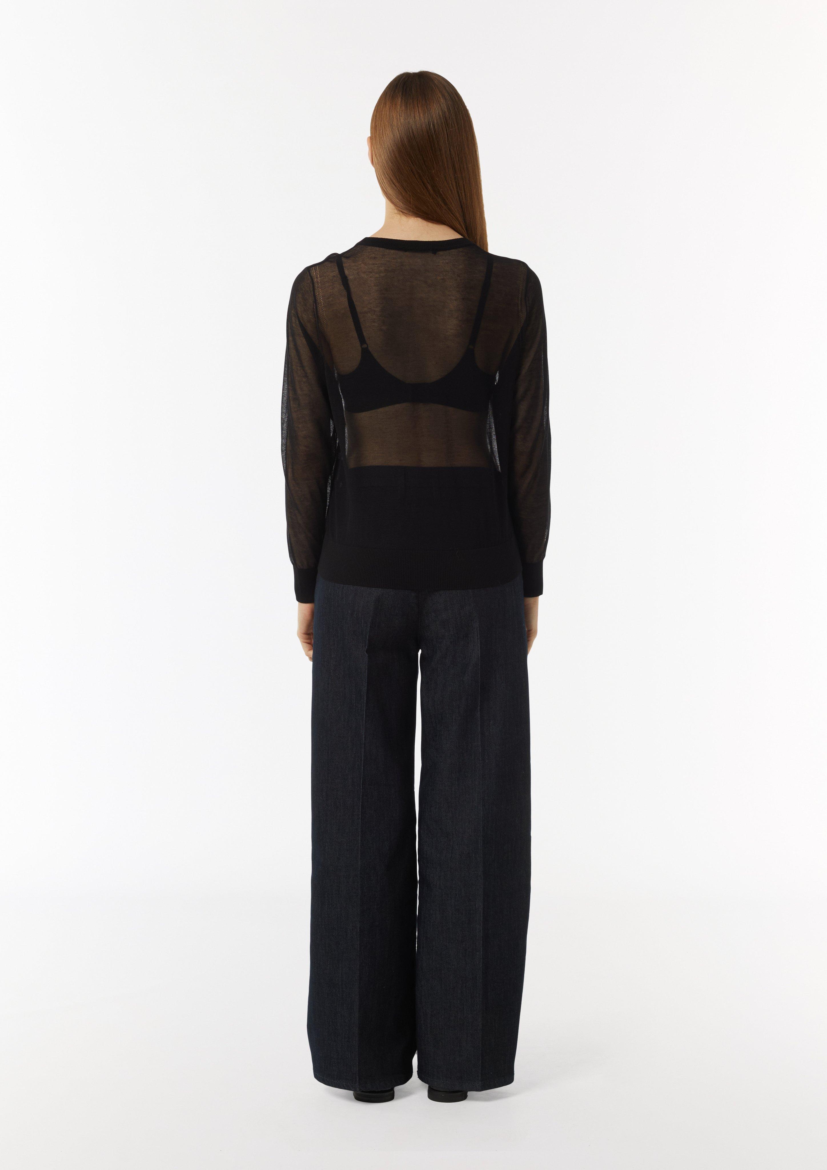 Strickpullover in transparenter Optik - schwarz