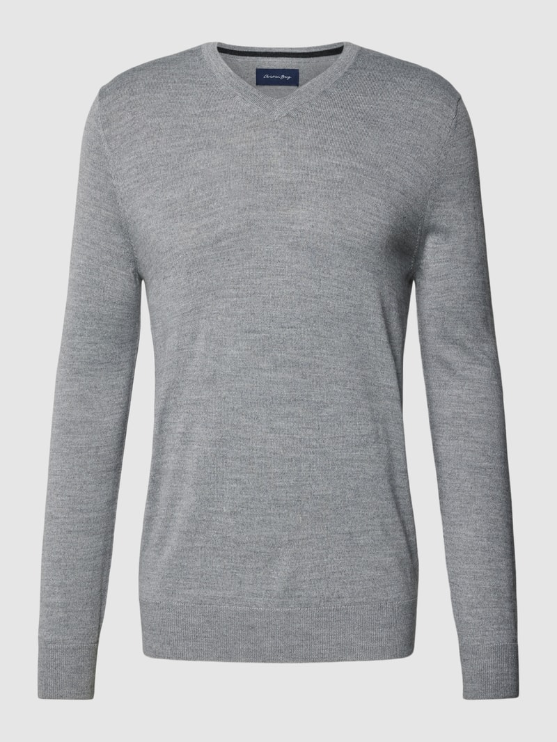 Strickpullover in hellgrau meliert
