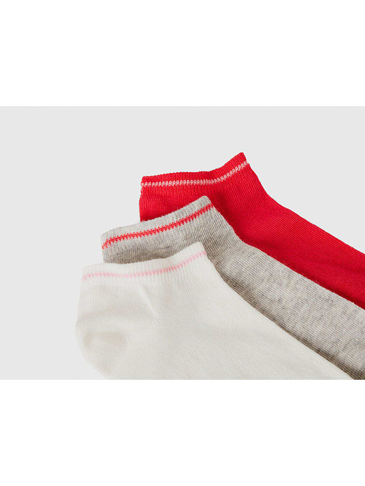 Benetton 3er-Set: Socken in Grau/ Rot/ Weiß günstig kaufen