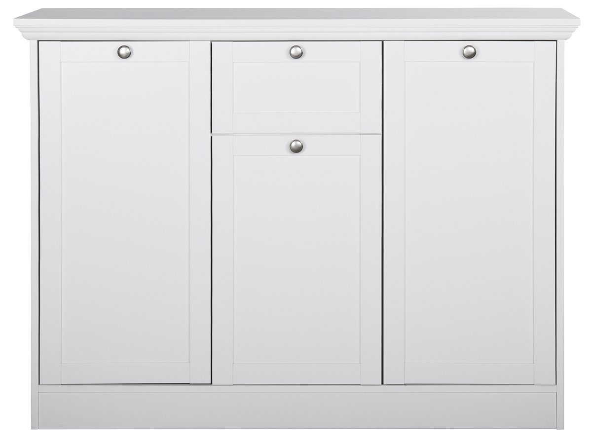 möbelando Sideboard Landsted, Schlichtes Sideboard mit 3 Rahmentüren, 1 Rahmenschubkasten und 2 Einlegeböden. Breite 120 cm, Höhe 90 cm, Tiefe 40 cm