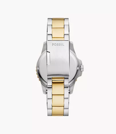 Fossil Uhr Fossil Blue Dive 3-Zeiger-Werk Datum Edelstahl Bicolor