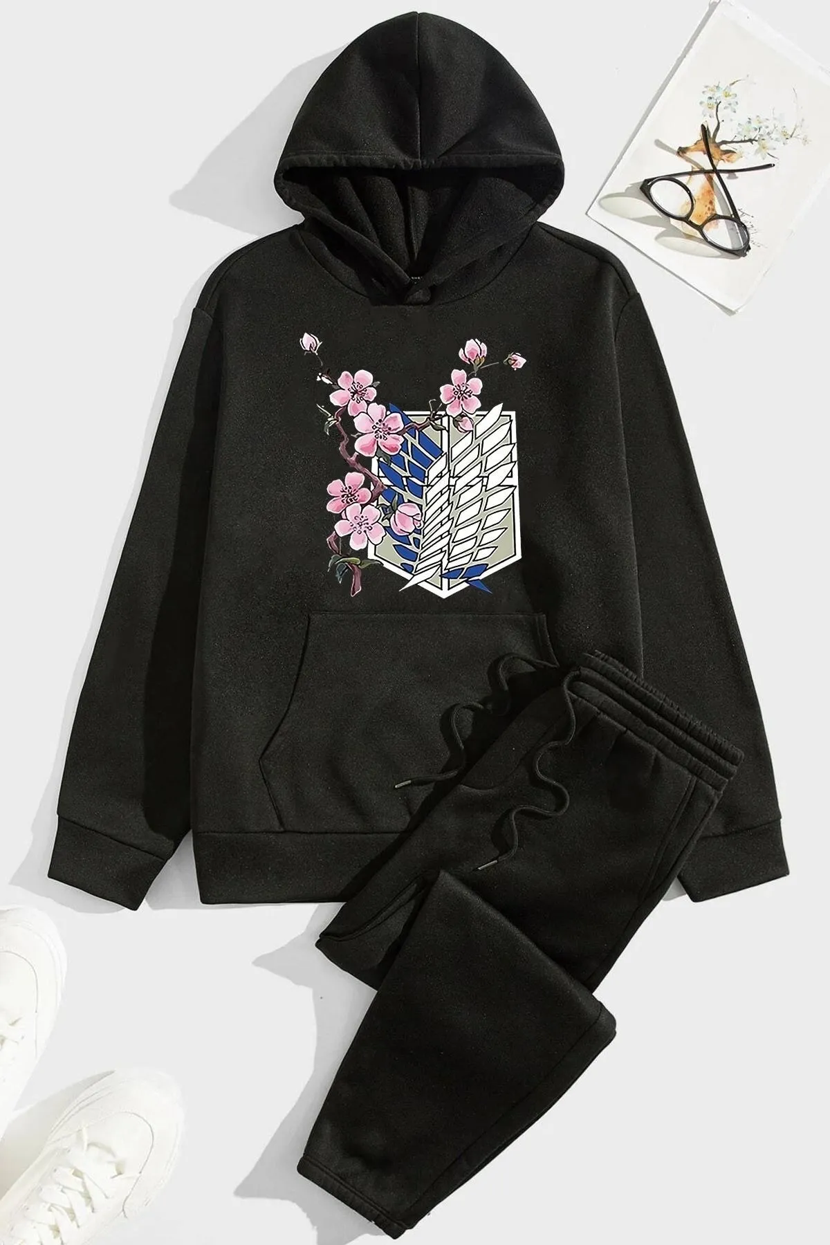 uyguntarz  Unisex-Blumen-Trainingsanzug-Set