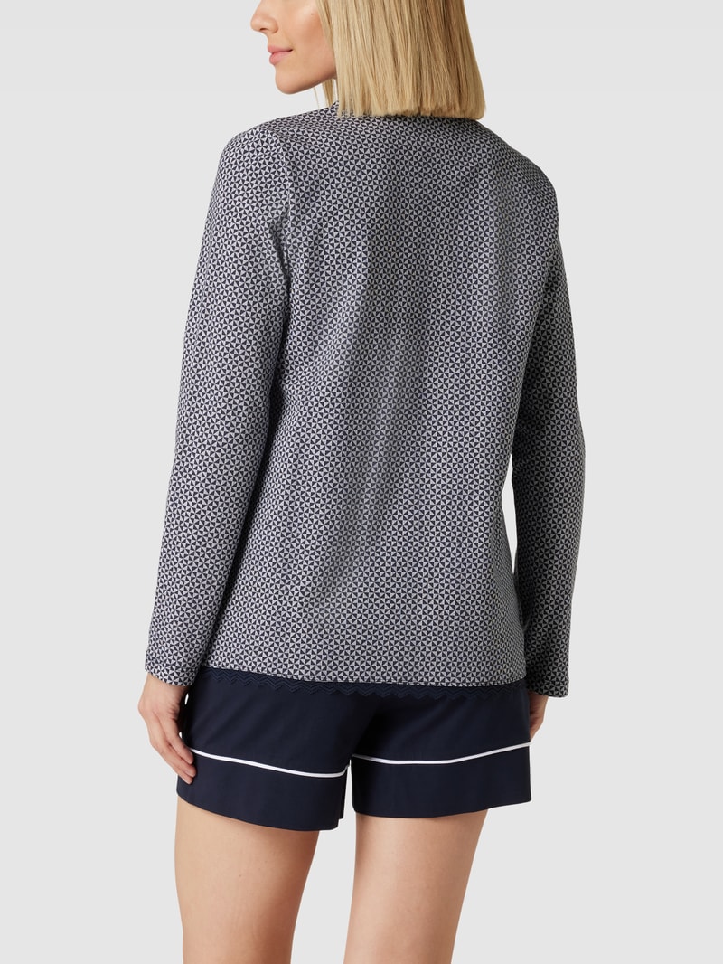 Pyjama-Oberteil mit Allover-Muster in dunkelblau