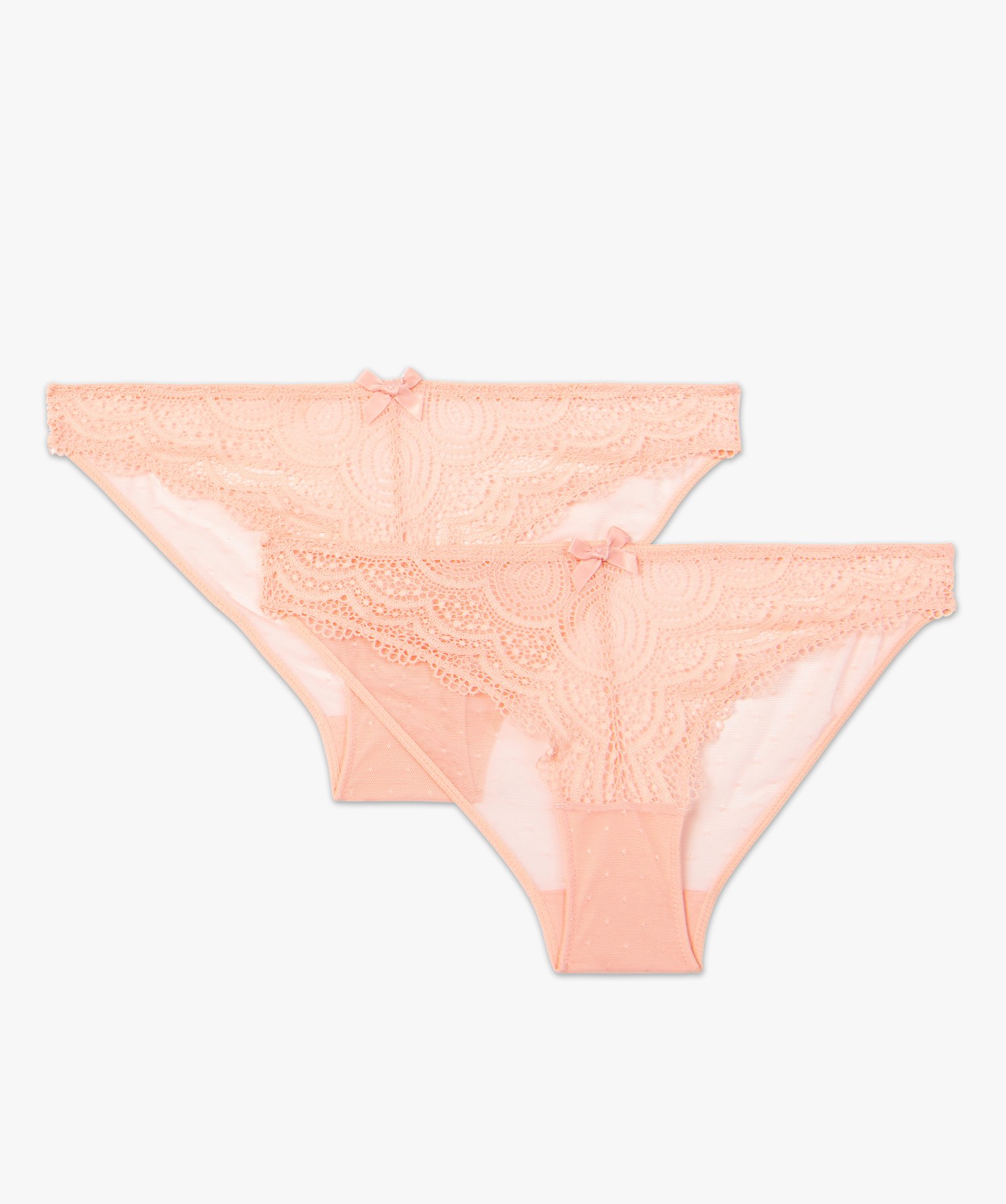 Culotte en dentelle et tulle femme (lot de 2) rose | GEMO