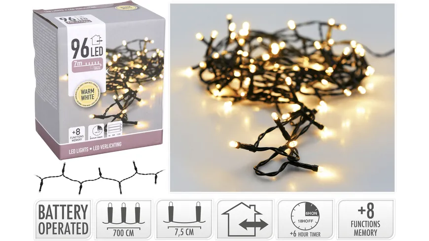 Lichterkette Außen 96 LEDs Warmweiß