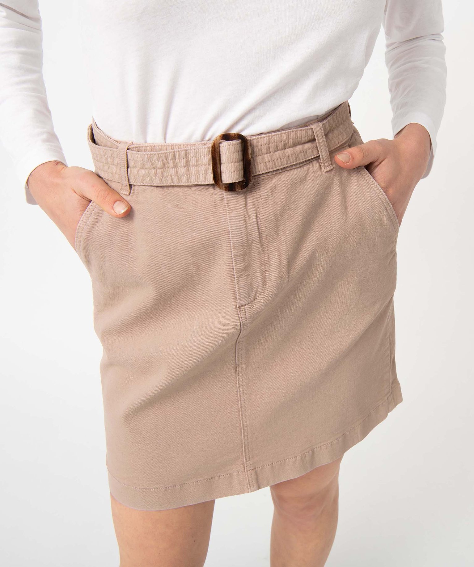 Jupe femme en toile de coton extensible avec ceinture rose | GEMO
