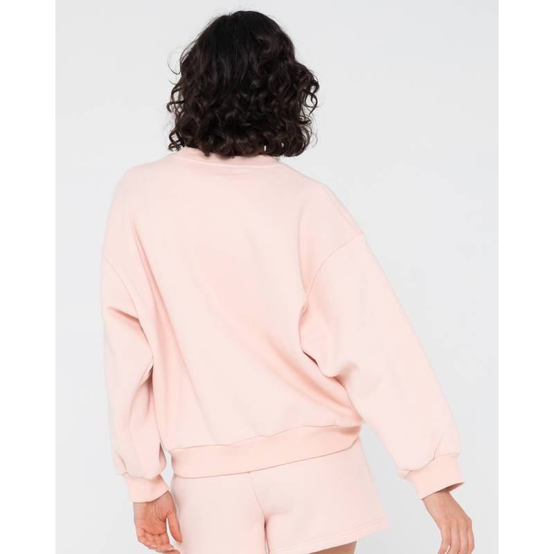 RUSTY RUSTY SCRIPT OVERSIZE CREW NECK FLEECE Rundhalspullover Damen