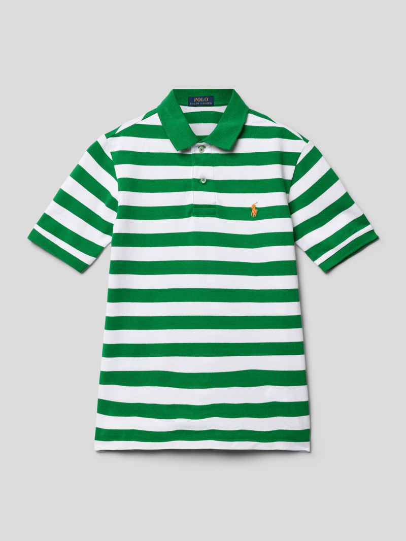 Poloshirt mit Label-Stitching in grün