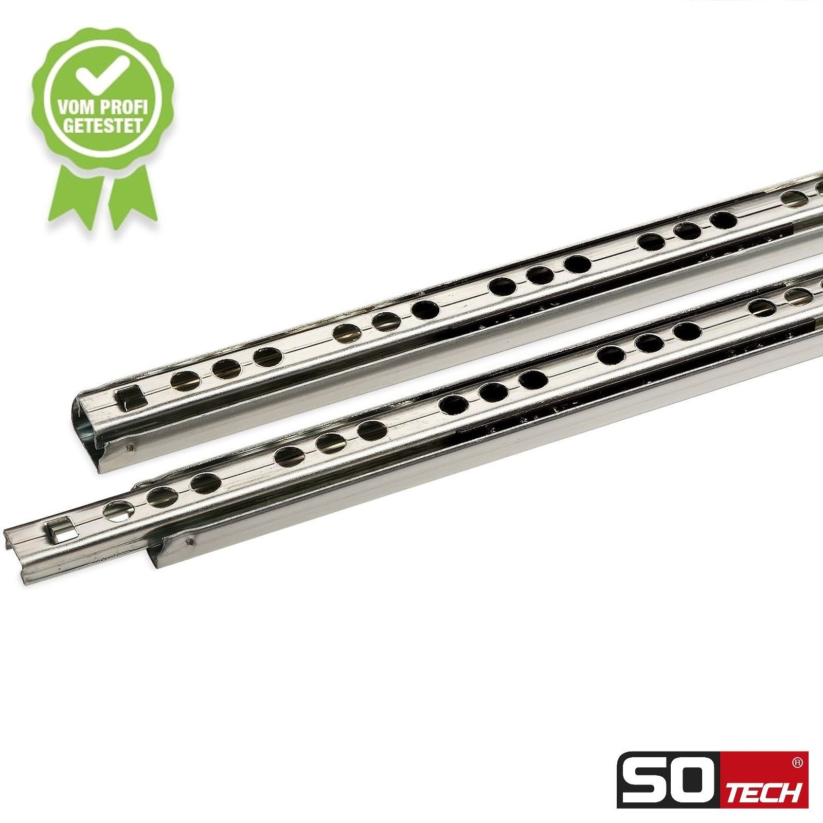 SO-TECH® Auszug Kugelauszug Teilauszug KT1-10-H17-NF-MS, Länge 278 mm, 1 Paar inkl. Montageschrauben-Set