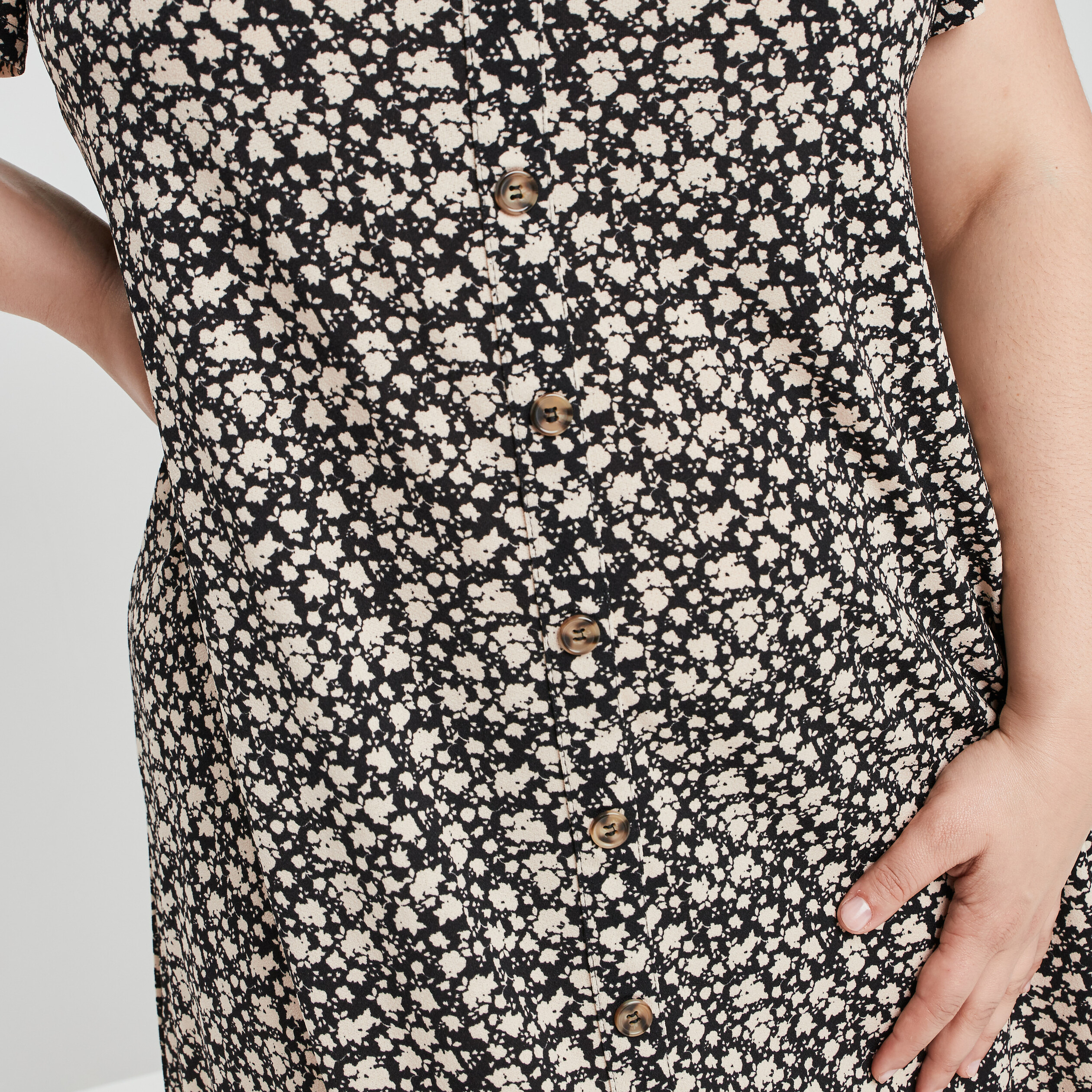 Robe droite boutonnée à col bardot noir femme grande taille | La Halle