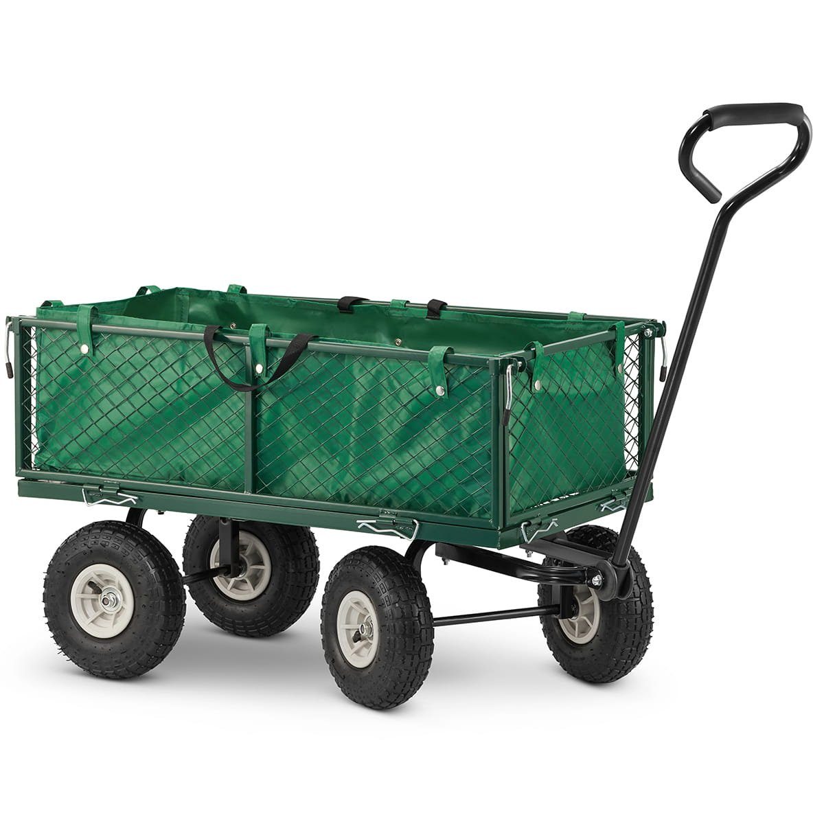 Masterman24 Transportwagen Gartenwagen, mit Profilreifen, 450kg belastbar herausnehmbare Plane