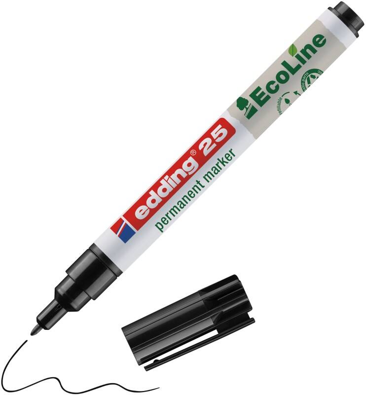 edding ecoline E-25 Permanentmarker Rundspitze 1 mm Schwarz Nachfüllbar