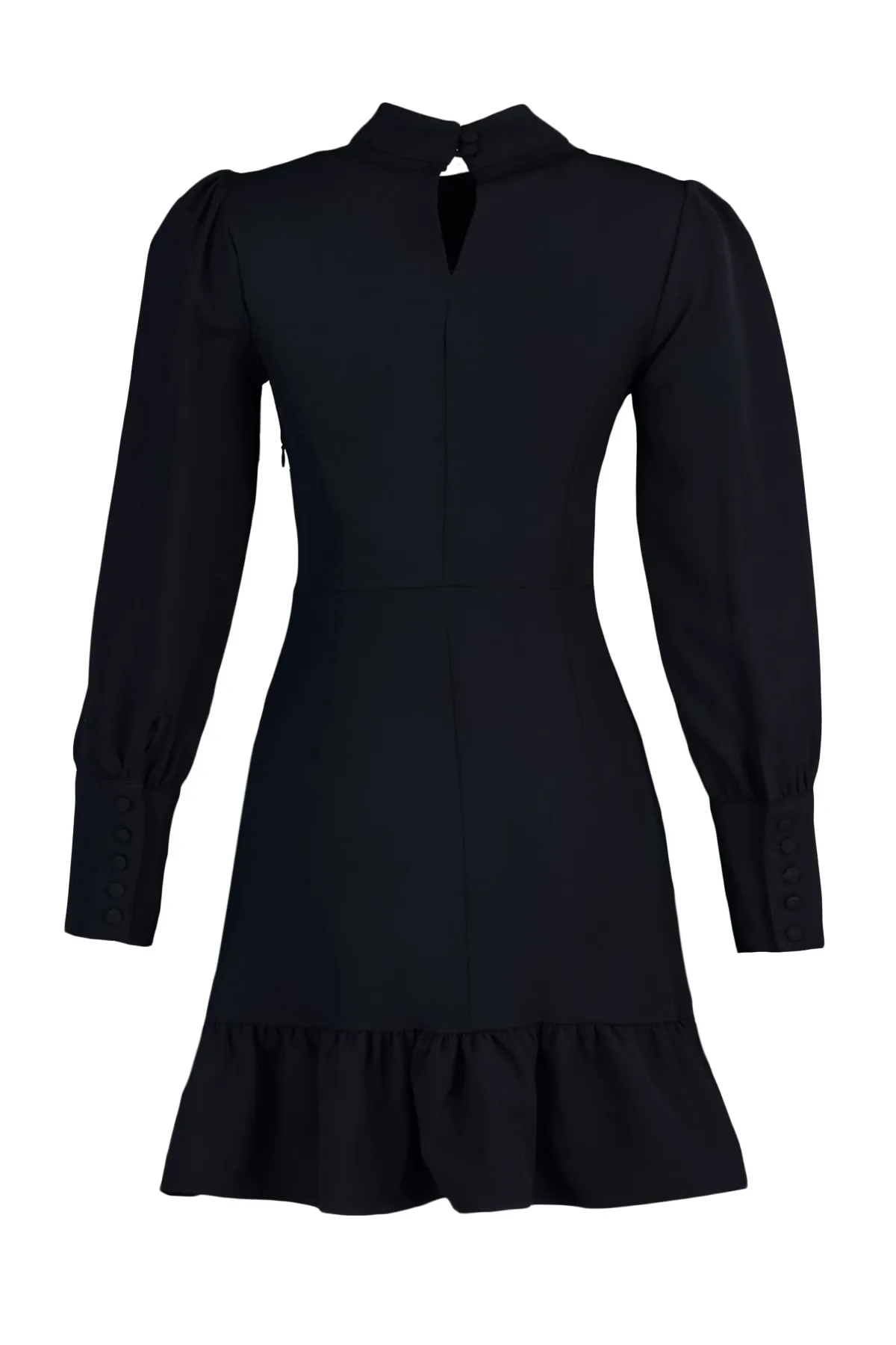 Trendyol Collection  Marineblaues gewebtes Kleid mit Mini-Stehkragen und Volant TWOAW21EL1816