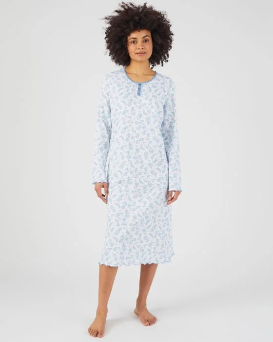 Chemise de nuit imprimée maille jersey coton peigné