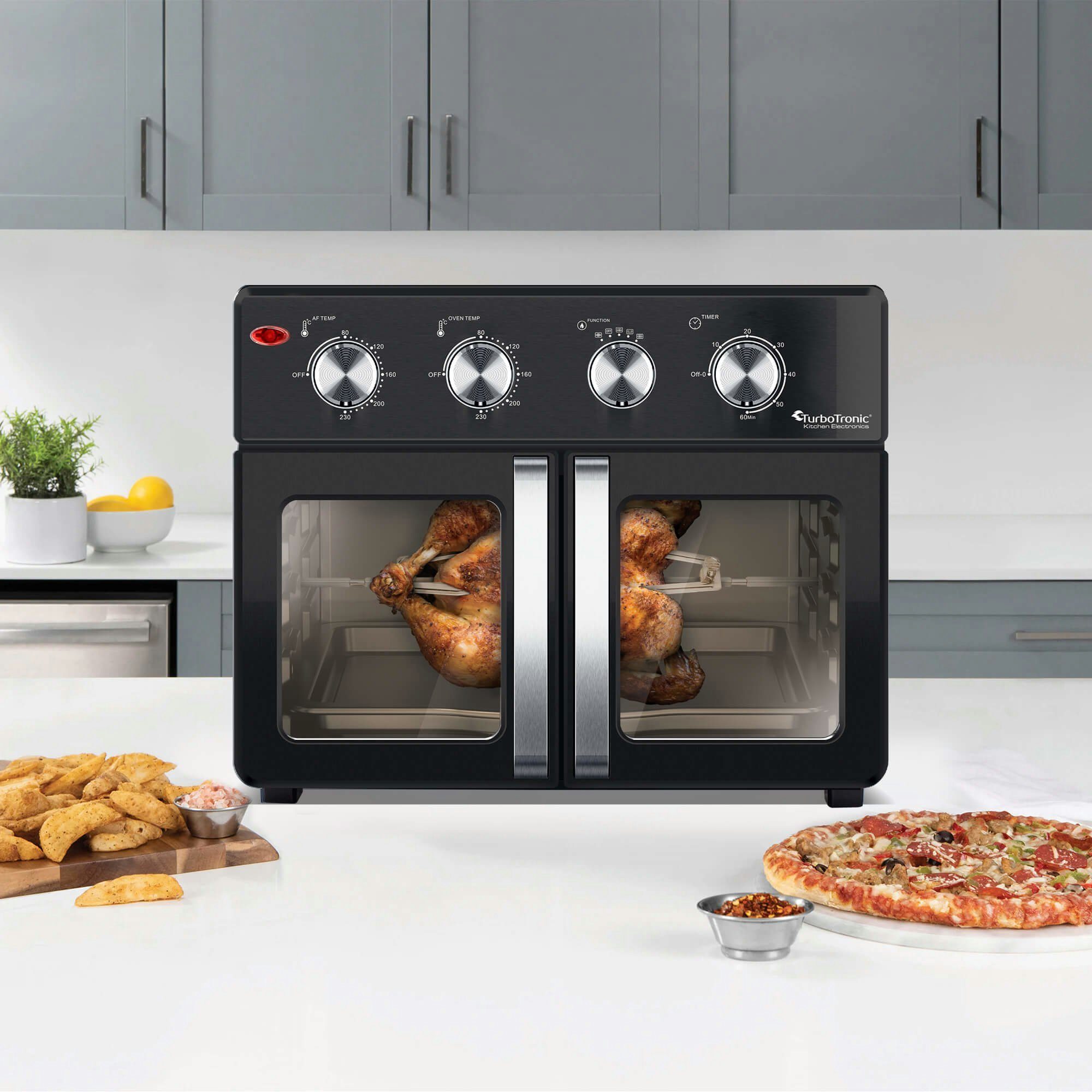 TurboTronic by Z-Line Minibackofen Digitaler Heißluftofen XXL, AF32MFD -32 Liter mit Drehspieß 4in1