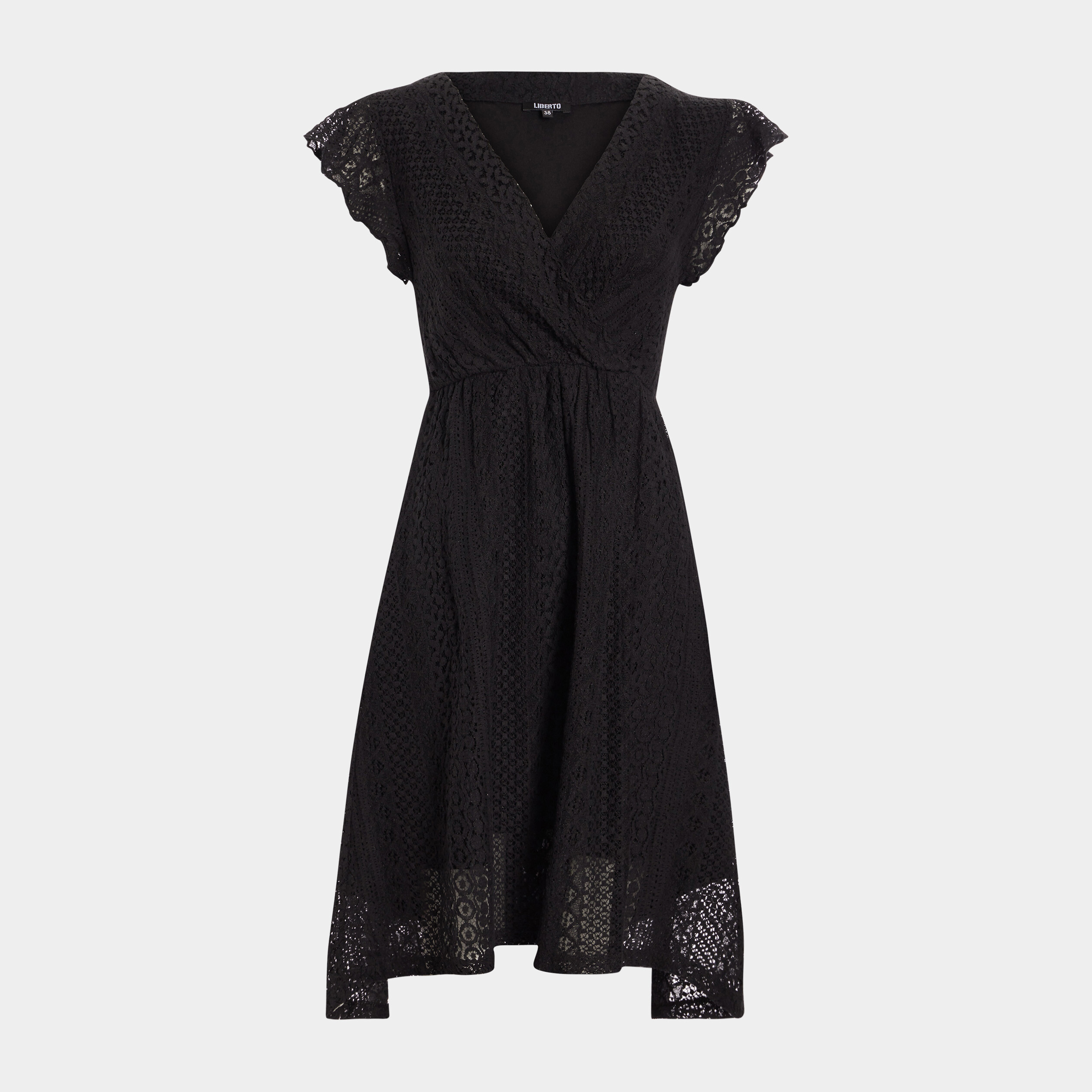 Robe évasée en dentelle noir femme | La Halle